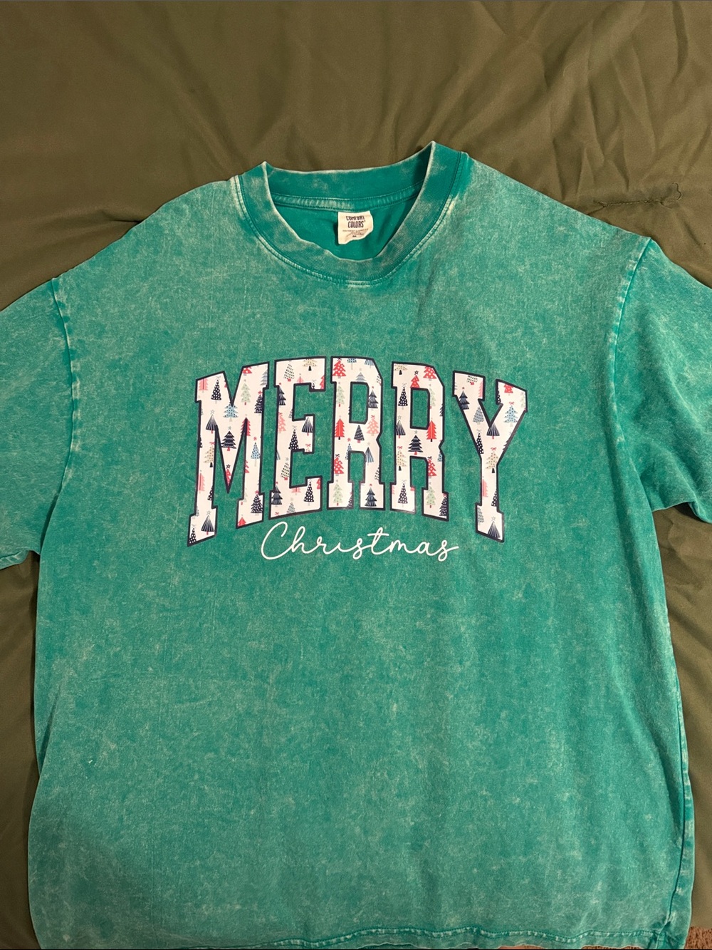 Comfort Colors Teal Merry Christmas Graphic Tee